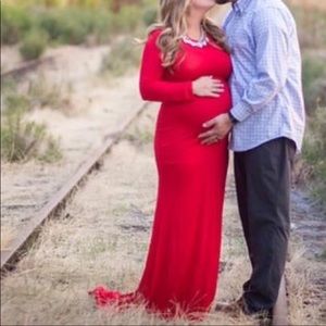 Red long sleeve maternity dress